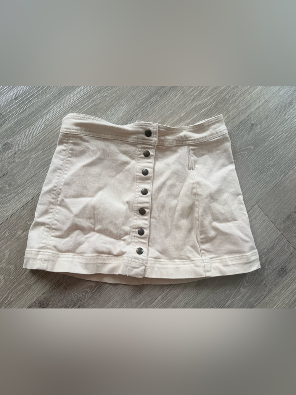 Free People Cream Button-Front Jean Skort